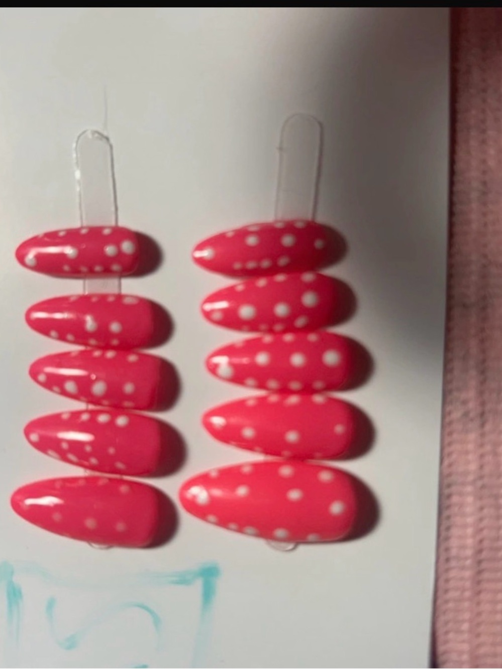 Pink Polka Dot Press-On Nails - Women Makeup Press-On Nails